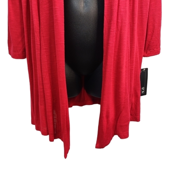AGB Women's Red Open Front 3/4 Sleeve Top Blouse Size L NWT - Picture 4 of 9